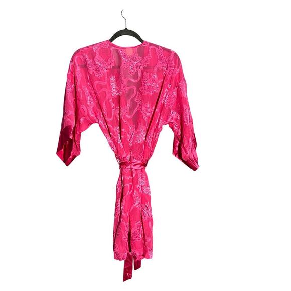 Vintage Inner Most Floral Robe Size Small Hot Pink Lingerie Intimates Bridal - Picture 7 of 7